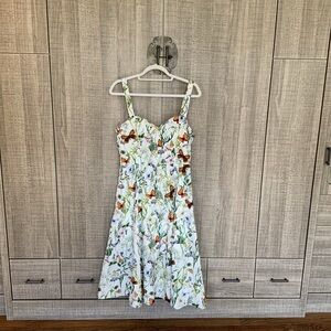 Avec Les Filles‎ Botanical Fit & Flare Midi Dress in Butterfly Floral
